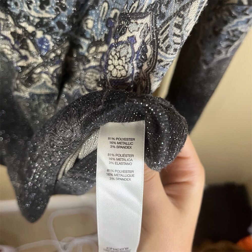 Chico's Zenergy Women's Paisley Print Jacket Size Large (16-18) Boho Full Zip - Picture 9 of 9